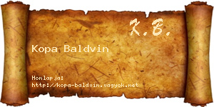 Kopa Baldvin névjegykártya